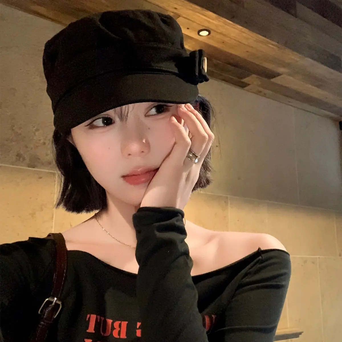 Japanese-Style Black Baseball Cap for Women - Image 5