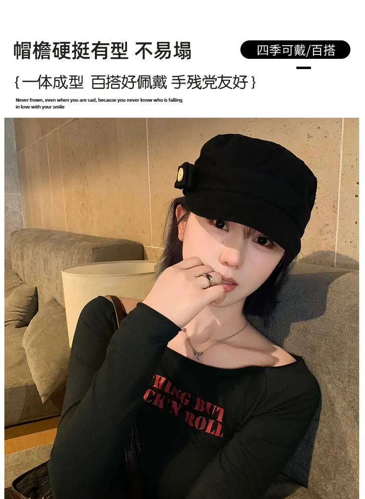 Japanese-Style Black Baseball Cap for Women — feature 2