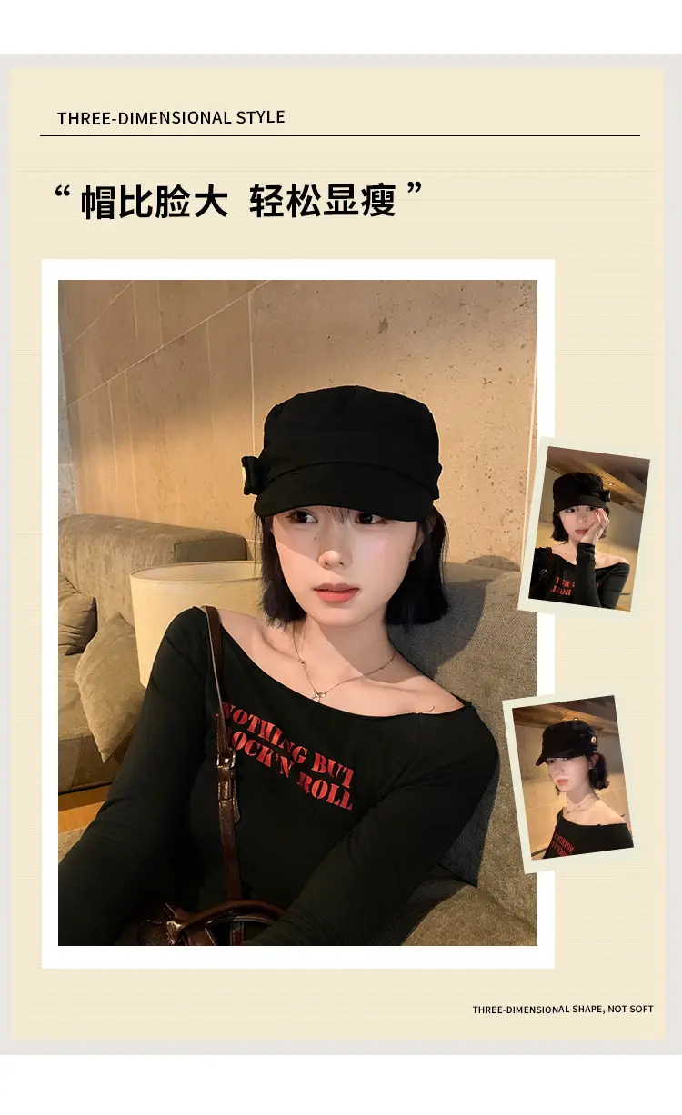 Japanese-Style Black Baseball Cap for Women — feature 4
