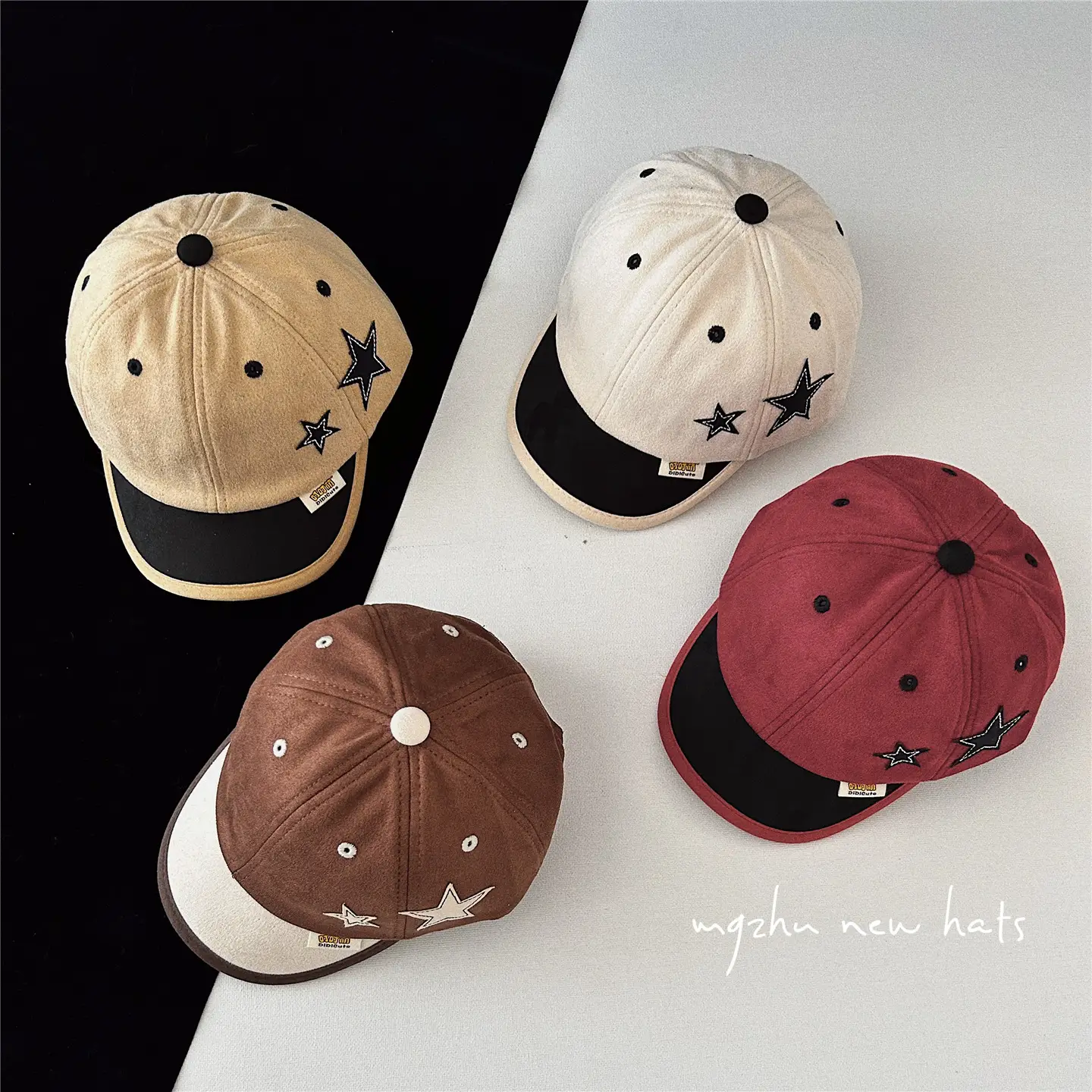 Brown Star Peaked Cap for Boys Girls Kids