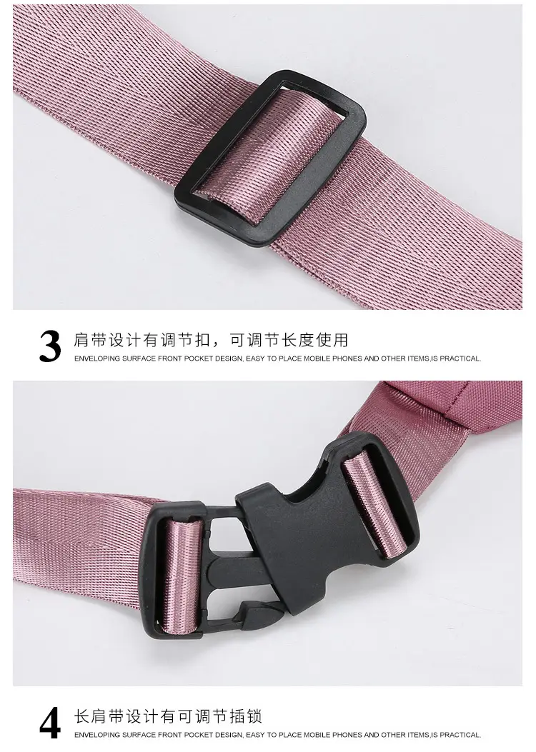 Women's Embroidered Waist Bag Pink Large Capacity — feature 14