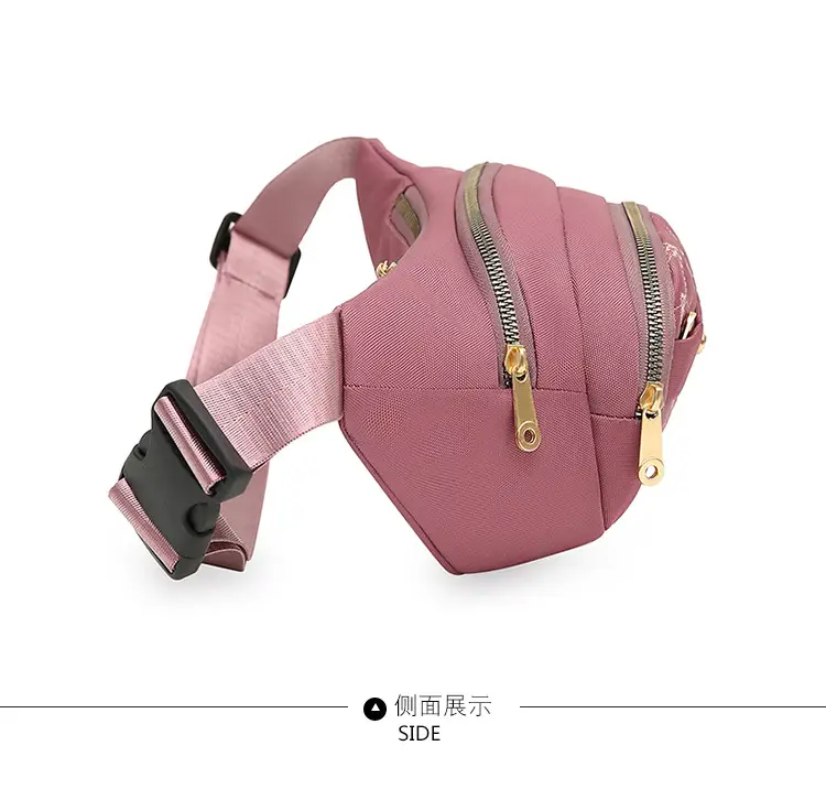 Women's Embroidered Waist Bag Pink Large Capacity — feature 15