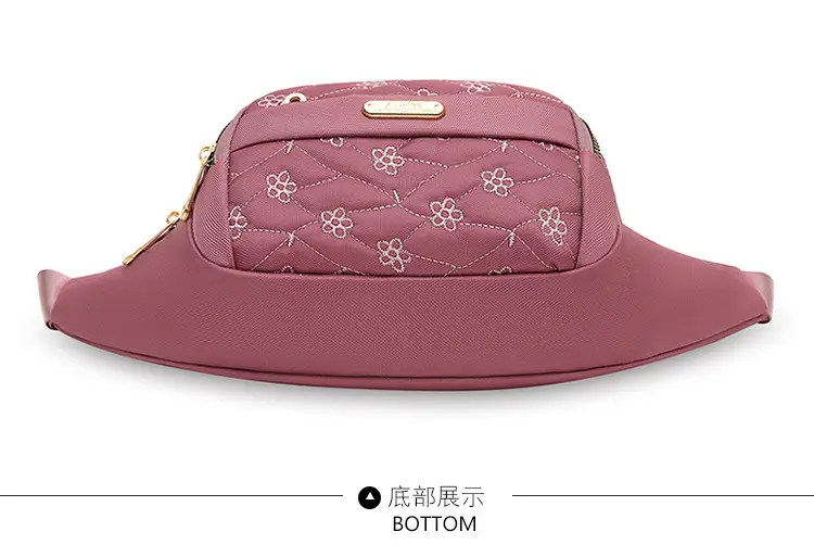 Women's Embroidered Waist Bag Pink Large Capacity — feature 17