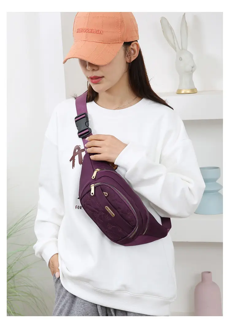 Women's Embroidered Waist Bag Pink Large Capacity — feature 22