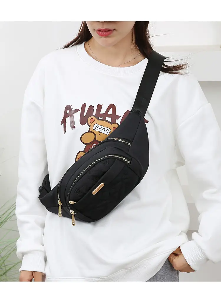 Women's Embroidered Waist Bag Pink Large Capacity — feature 26