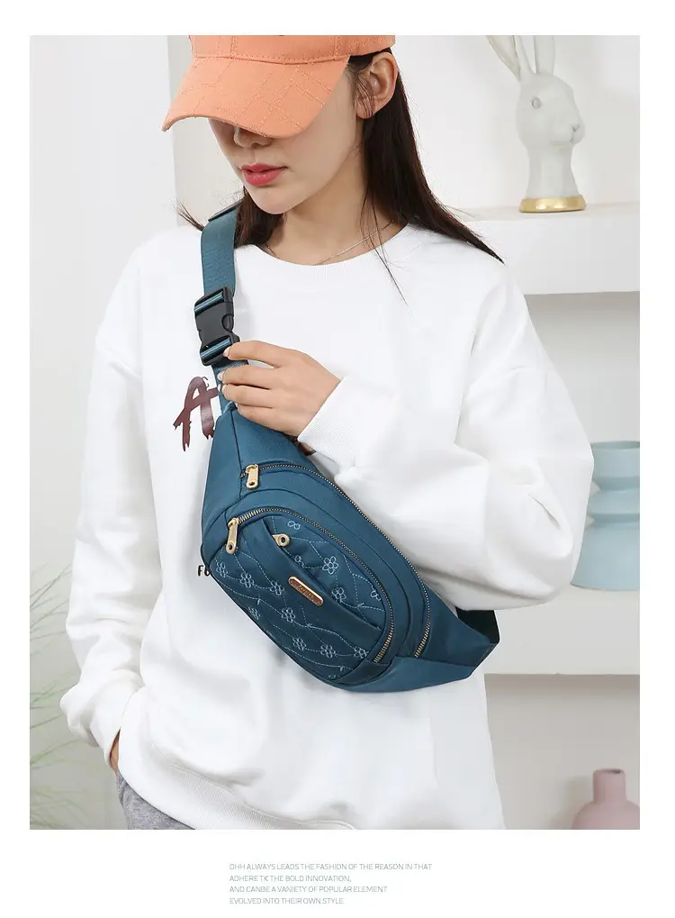 Women's Embroidered Waist Bag Pink Large Capacity — feature 27