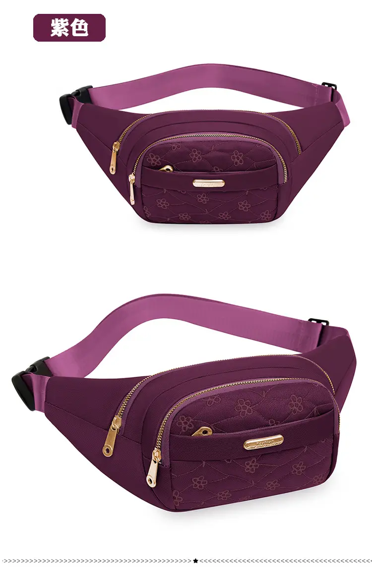 Women's Embroidered Waist Bag Pink Large Capacity — feature 34