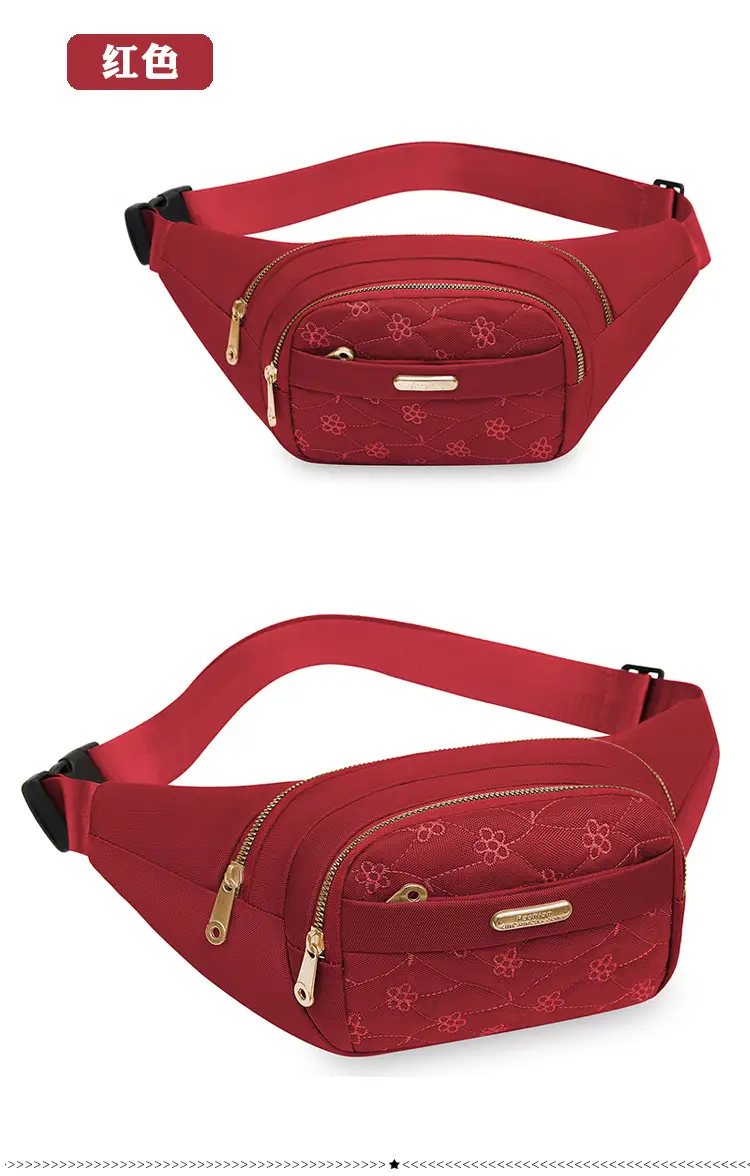 Women's Embroidered Waist Bag Pink Large Capacity — feature 35
