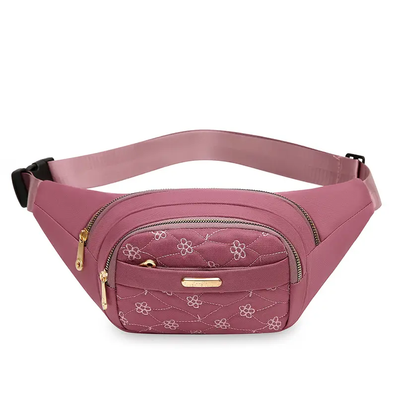 Women's Embroidered Waist Bag Pink Large Capacity — feature 42