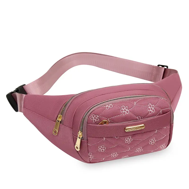 Women's Embroidered Waist Bag Pink Large Capacity — feature 43