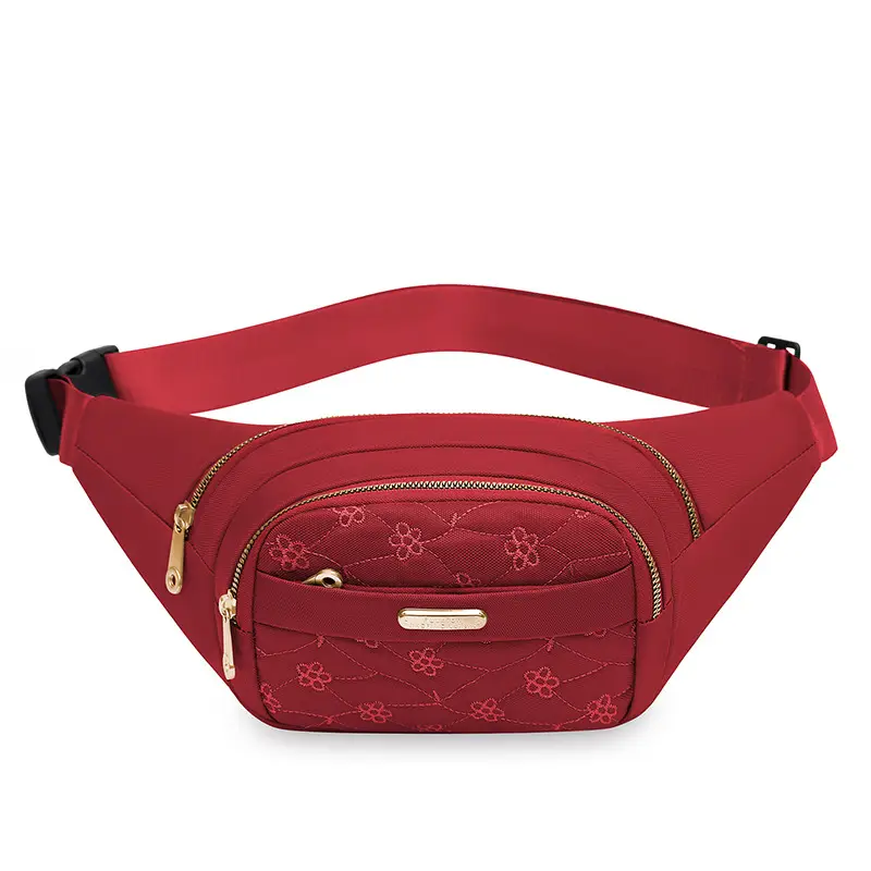 Women's Embroidered Waist Bag Pink Large Capacity - Image 3