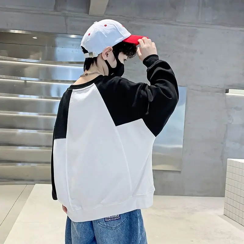Boys Sweatshirt White Black Round Neck T-Shirt Top - Image 6
