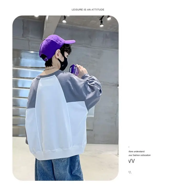 Boys Sweatshirt White Black Round Neck T-Shirt Top — feature 14