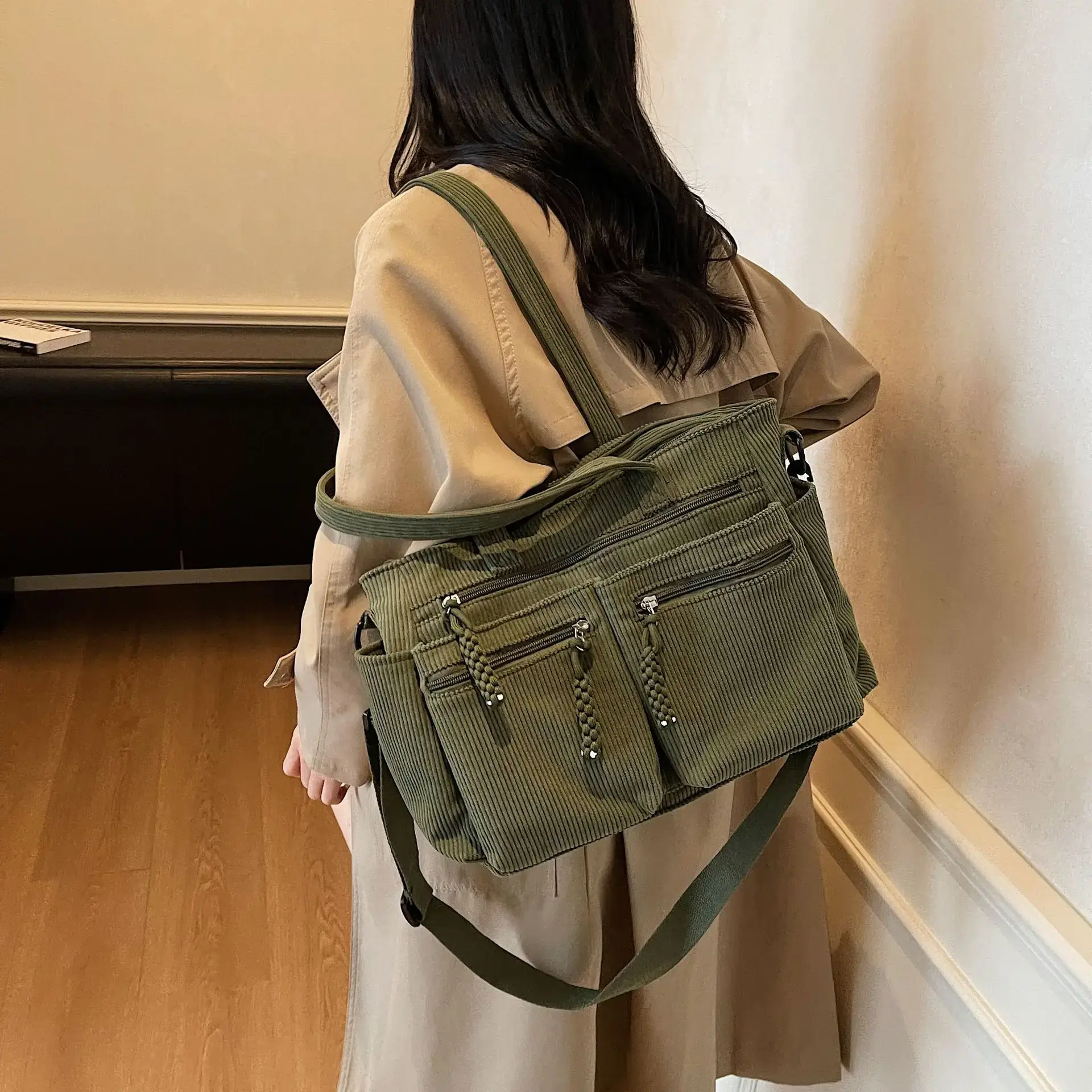 Green Corduroy Shoulder Bag for Women 2025 - Image 7