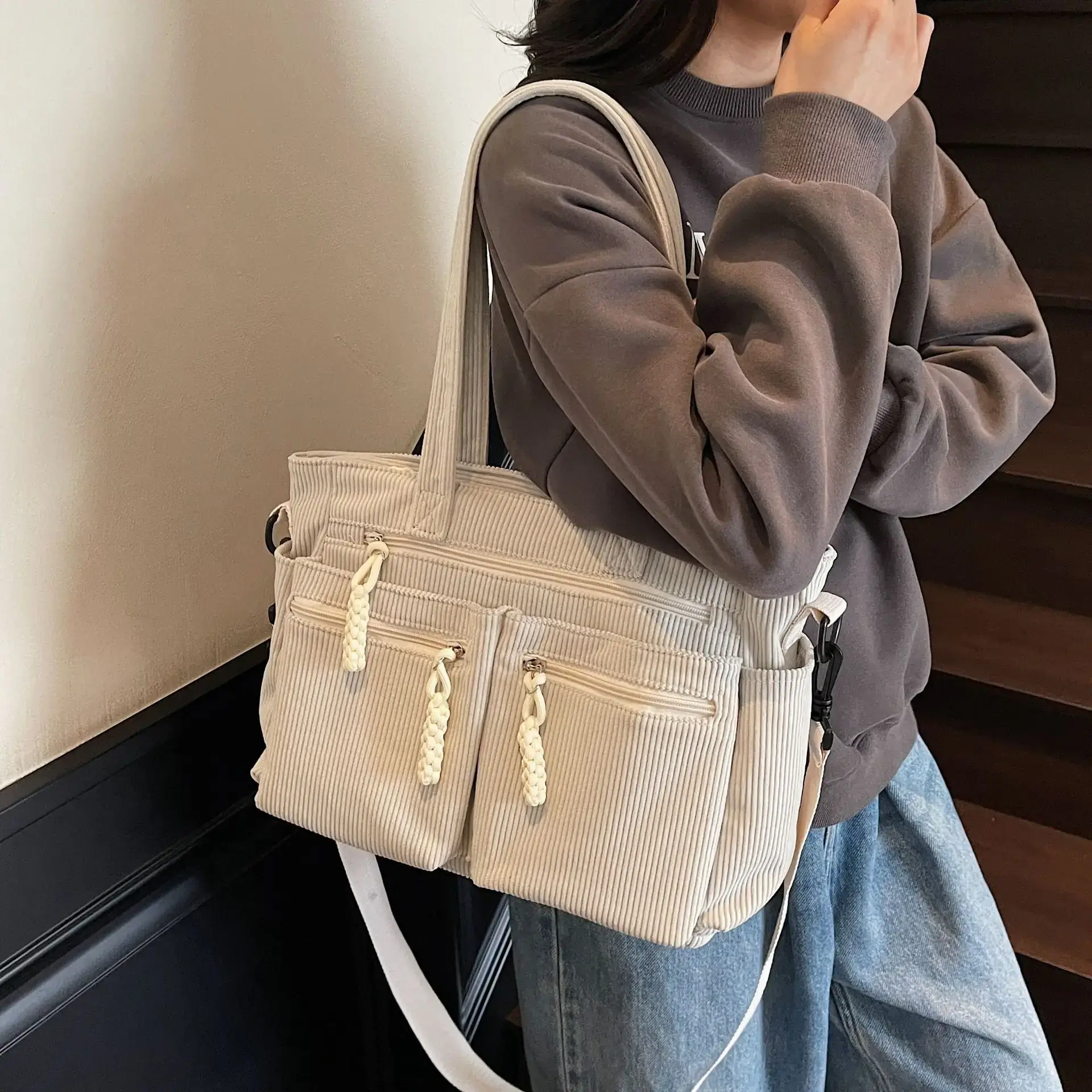 Green Corduroy Shoulder Bag for Women 2025 - Image 8