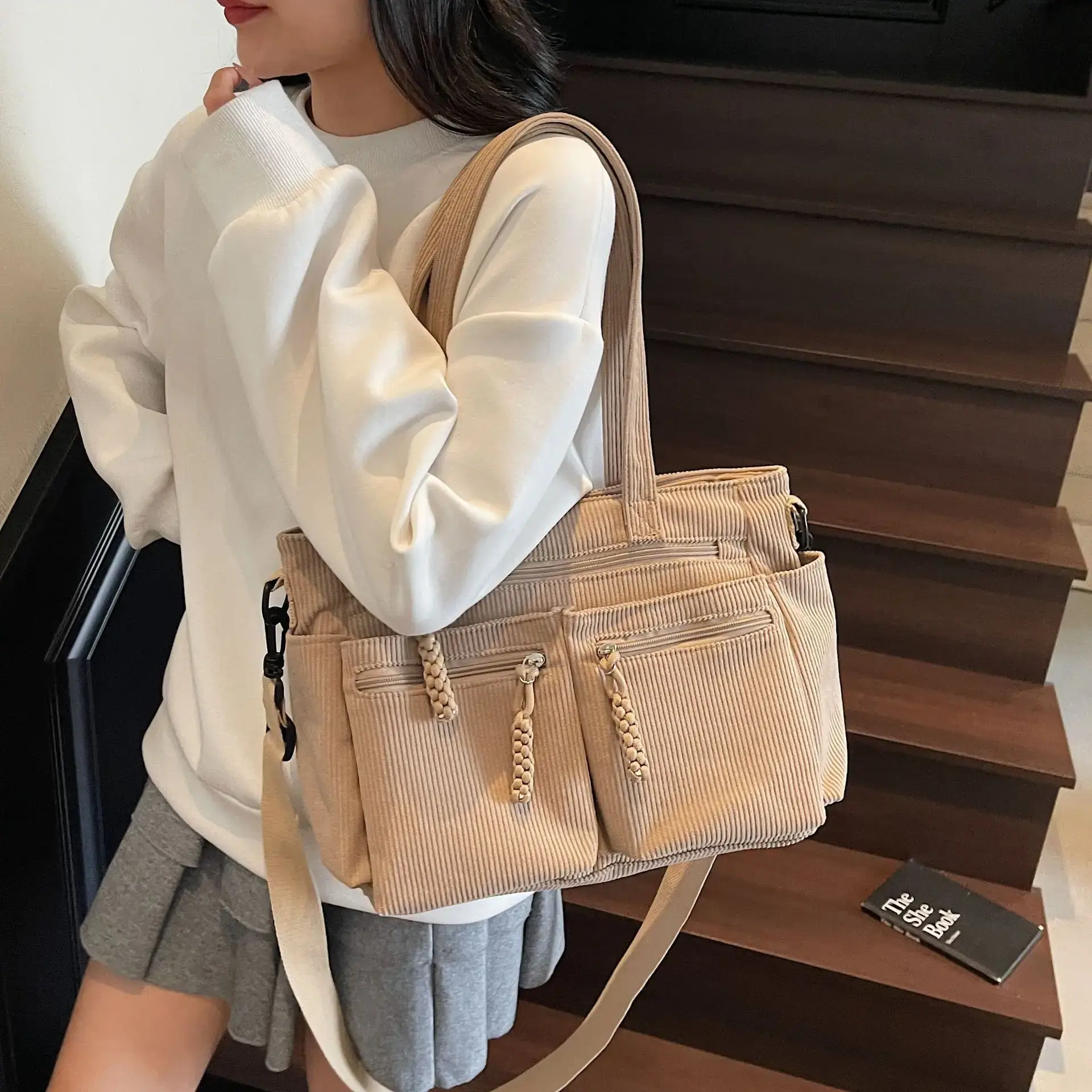 Green Corduroy Shoulder Bag for Women 2025 - Image 9