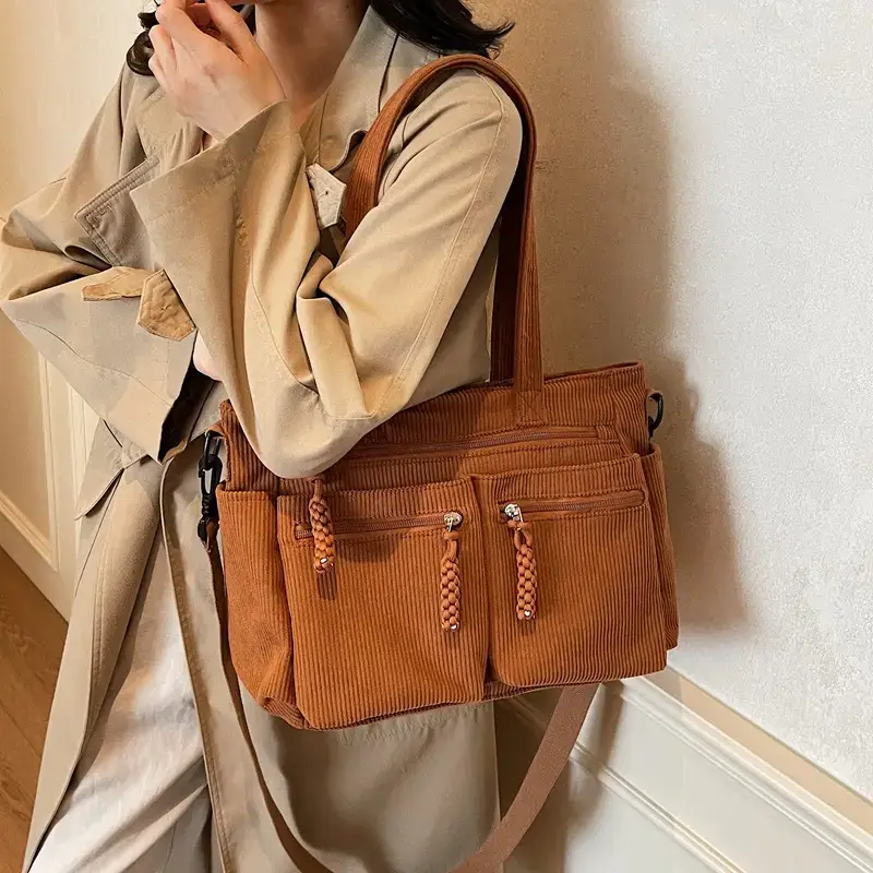 Green Corduroy Shoulder Bag for Women 2025 - Image 2