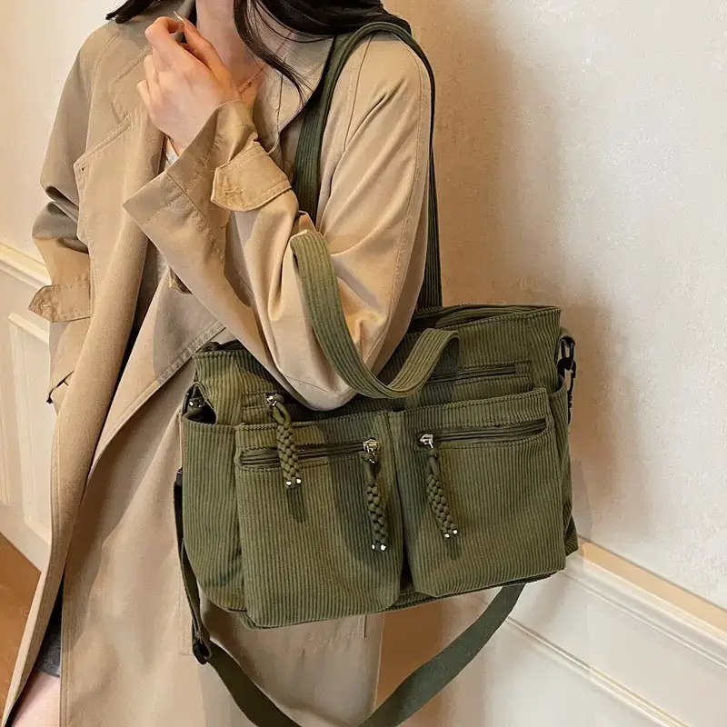Green Corduroy Shoulder Bag for Women 2025 - Image 3