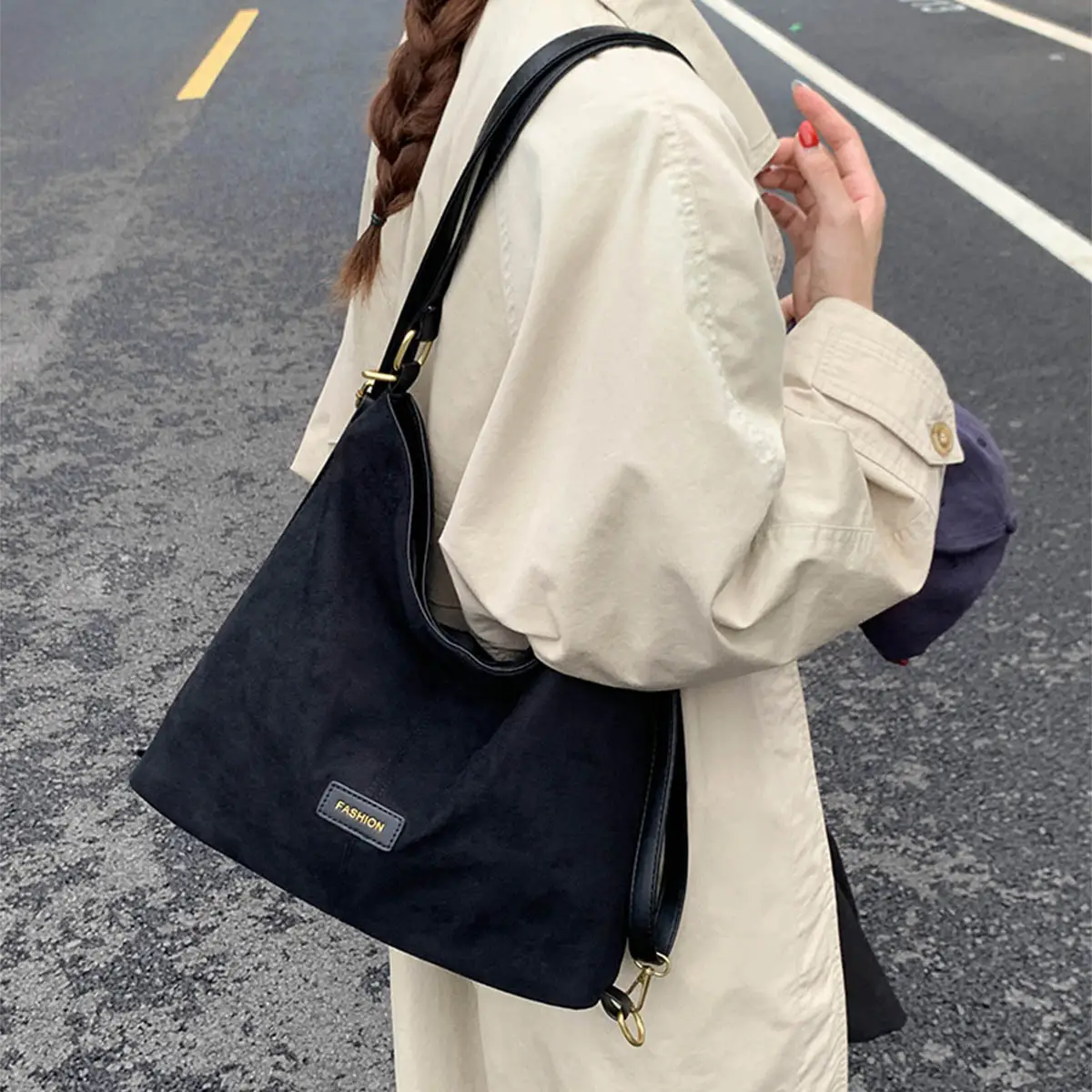 Black Cross-Border Large Capacity Tote Bag for Women — feature 30