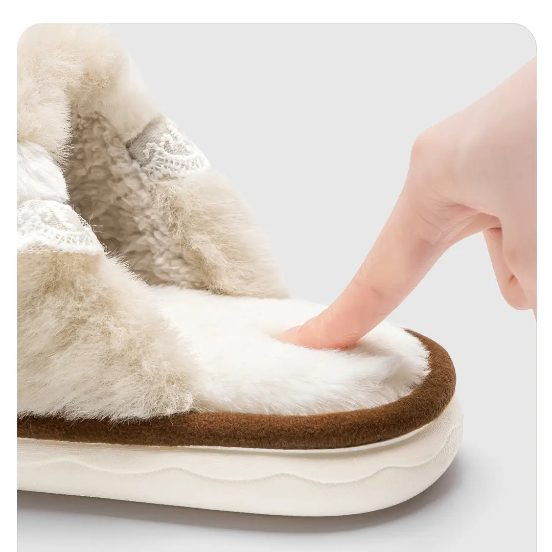 Bow Cotton Slippers for Women Winter 2025 New Couple Cute Home Plush Warm Plush Slippers — feature 16