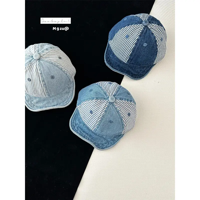 Baby Cap Retro Denim Blue Spring Autumn - Image 7