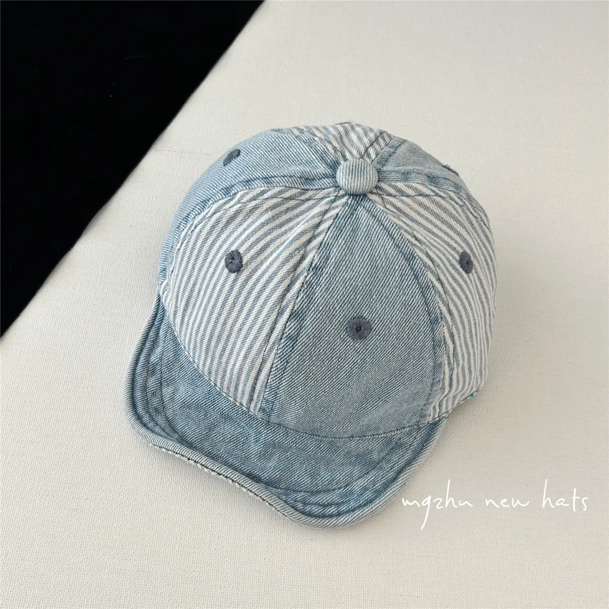 Baby Cap Retro Denim Blue Spring Autumn - Image 3
