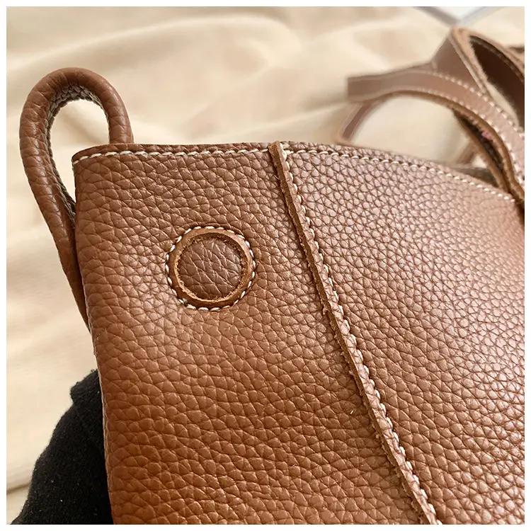 Tote Bag Tan Leather Large Capacity Shoulder Crossbody — feature 10