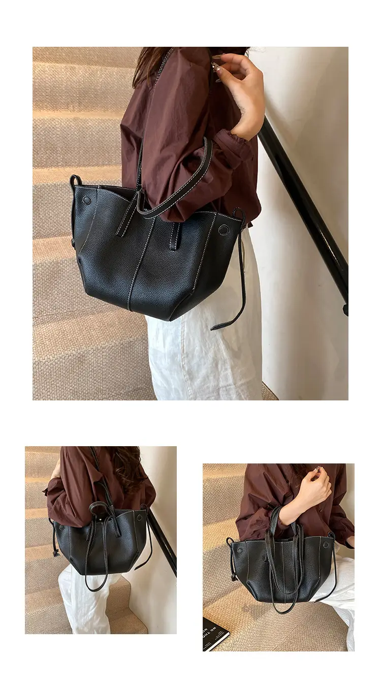 Tote Bag Tan Leather Large Capacity Shoulder Crossbody — feature 14