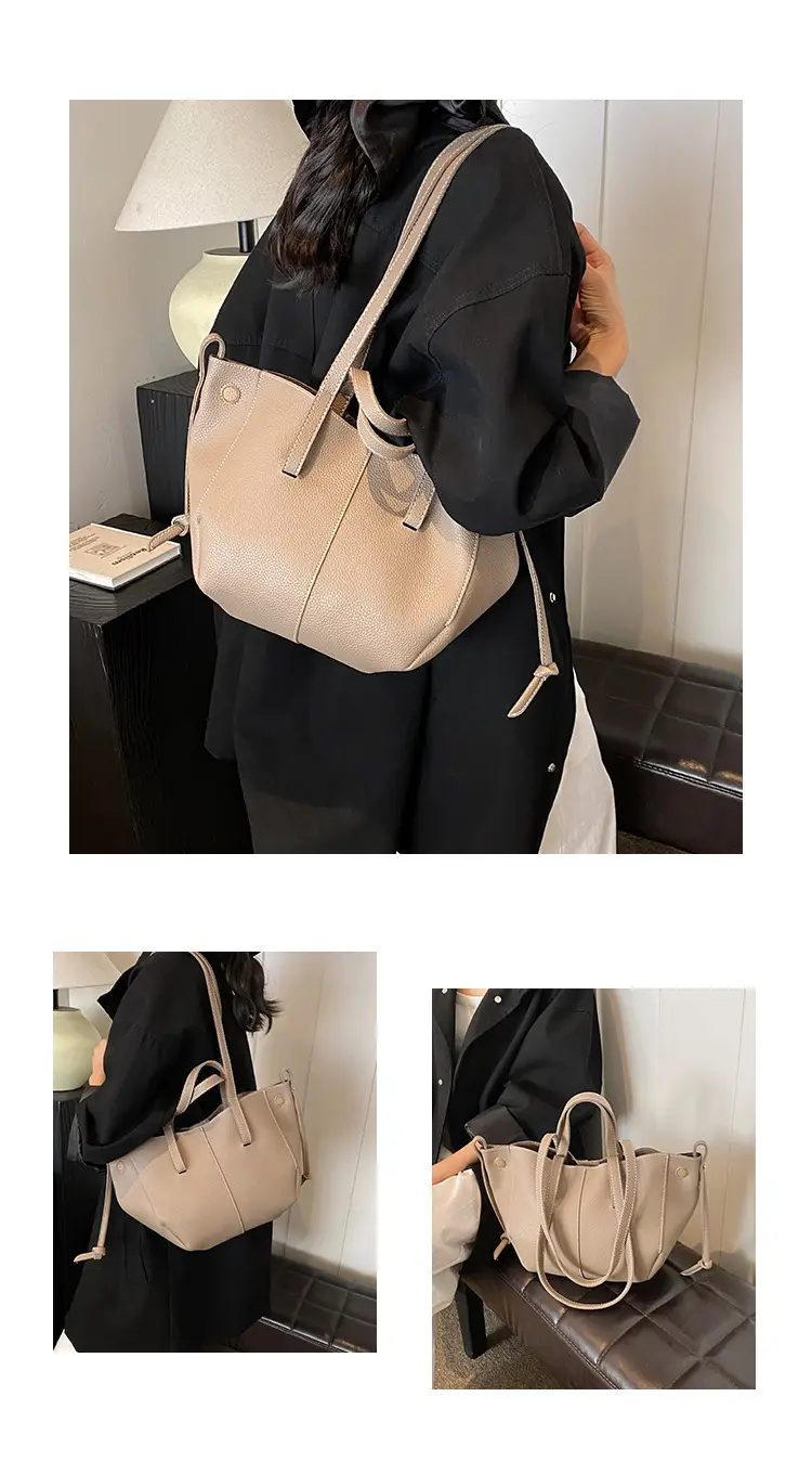 Tote Bag Tan Leather Large Capacity Shoulder Crossbody — feature 16
