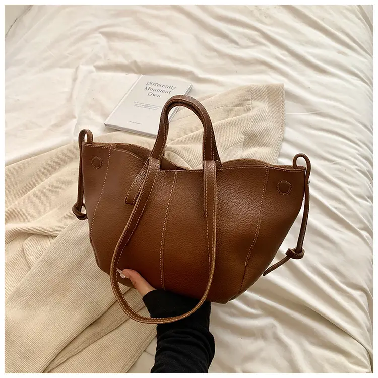 Tote Bag Tan Leather Large Capacity Shoulder Crossbody — feature 18