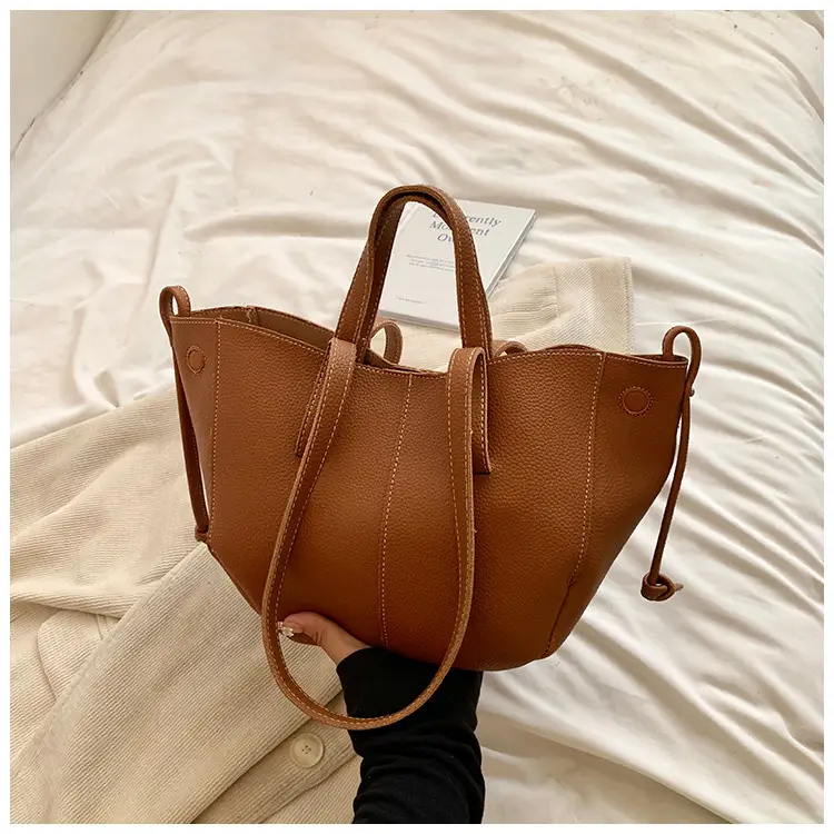Tote Bag Tan Leather Large Capacity Shoulder Crossbody — feature 20