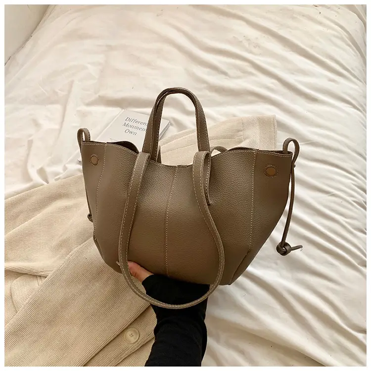 Tote Bag Tan Leather Large Capacity Shoulder Crossbody — feature 21