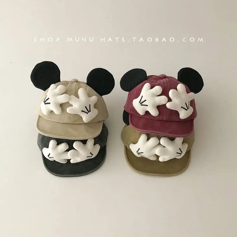 Baby Mickey Ears Hats for Boys Girls Soft Denim — feature 1