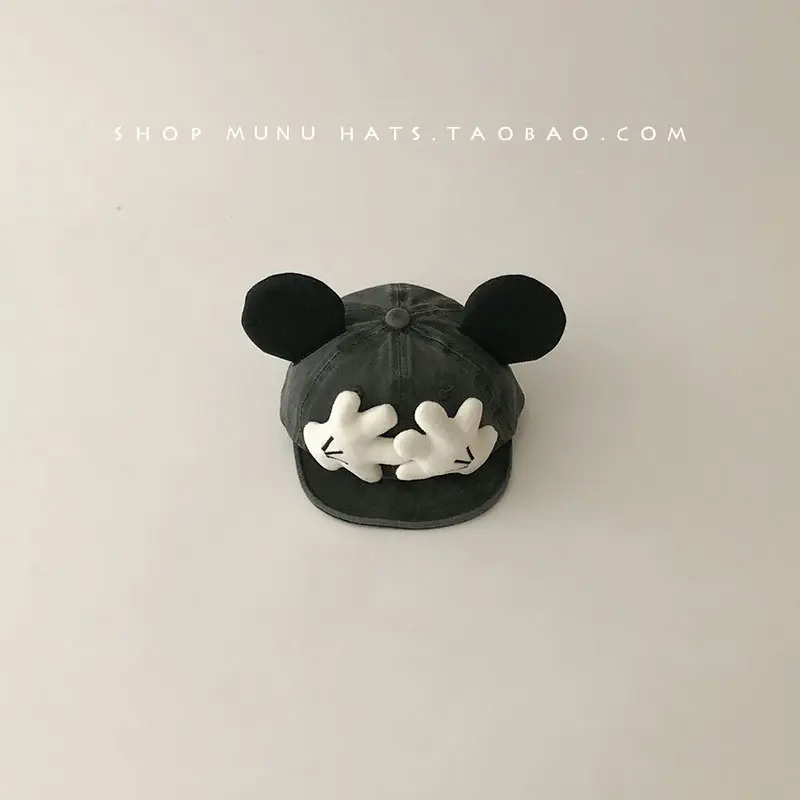 Baby Mickey Ears Hats for Boys Girls Soft Denim - Image 3