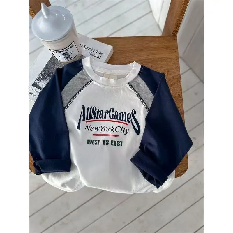 New Style Boys Cotton T-Shirt White Navy West vs East