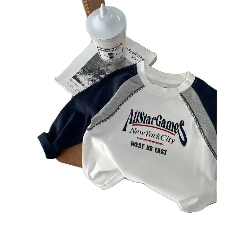 New Style Boys Cotton T-Shirt White Navy West vs East