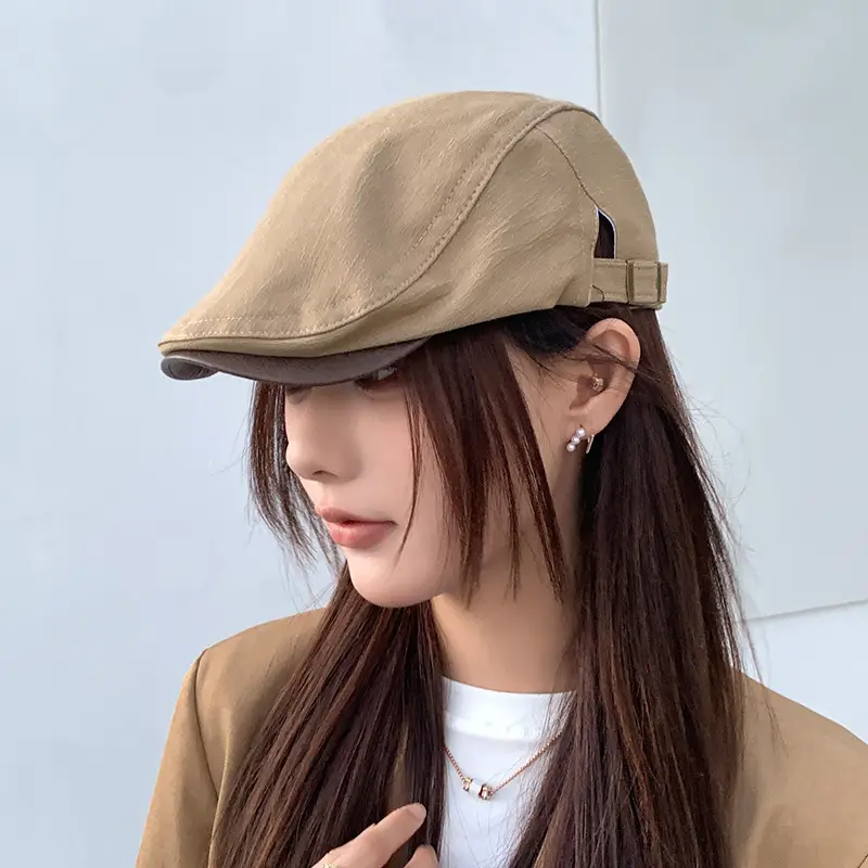 Women Leather Brim Cap Summer Painter's Hat - Image 6