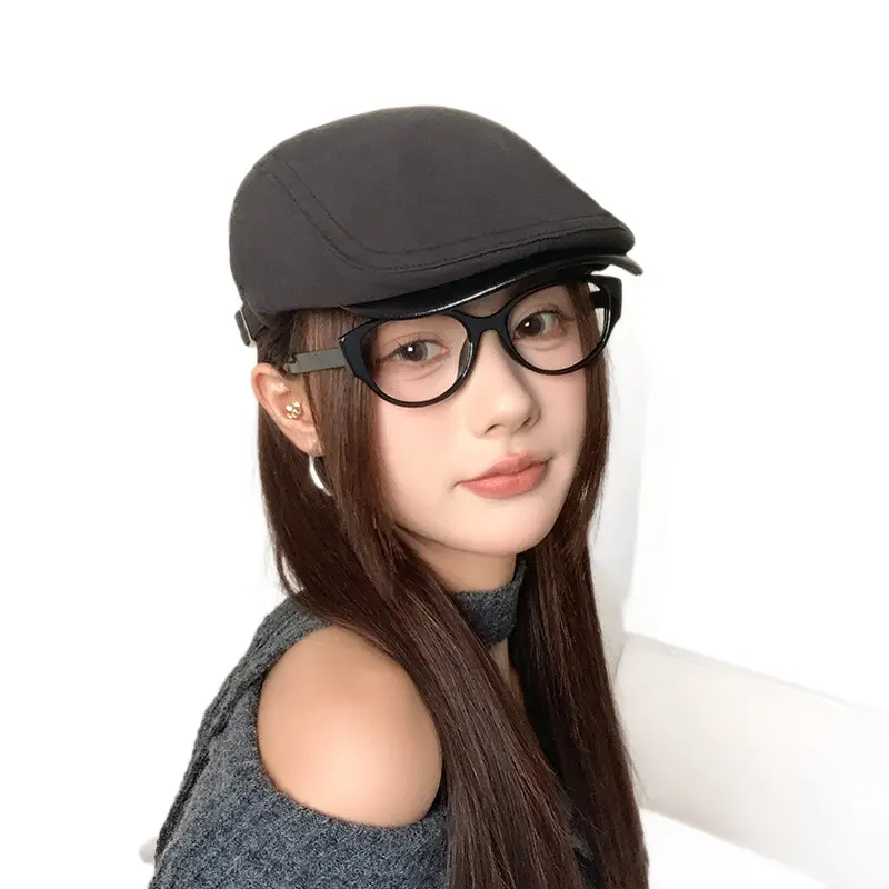 Women Leather Brim Cap Summer Painter's Hat - Image 8
