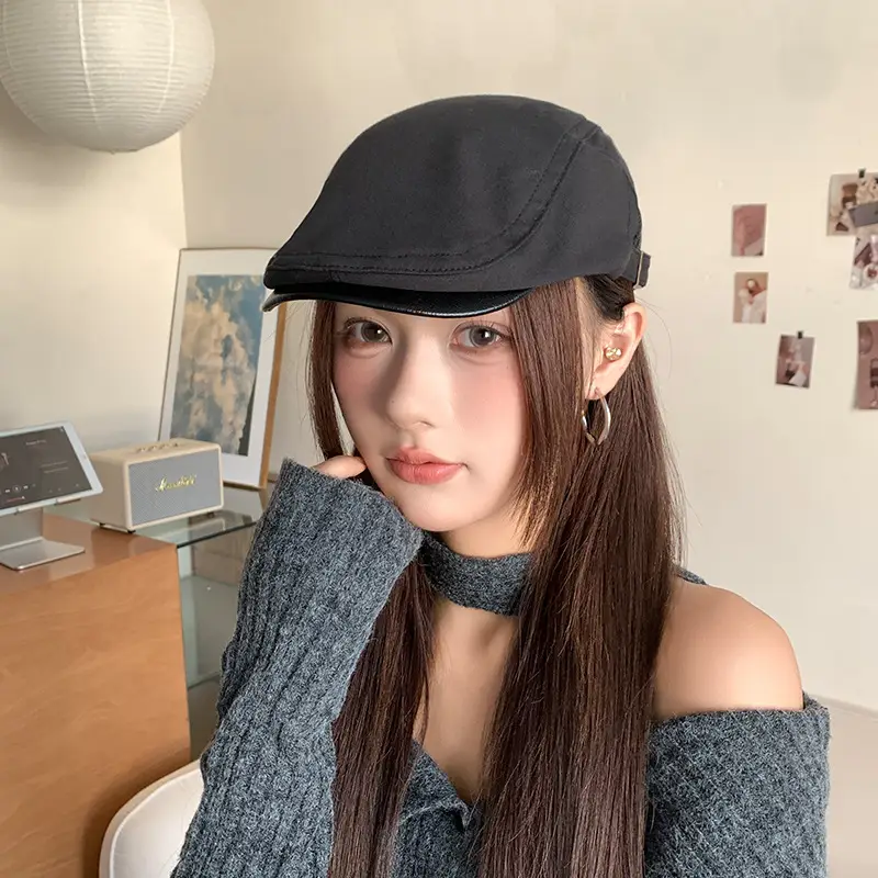 Women Leather Brim Cap Summer Painter's Hat — feature 16