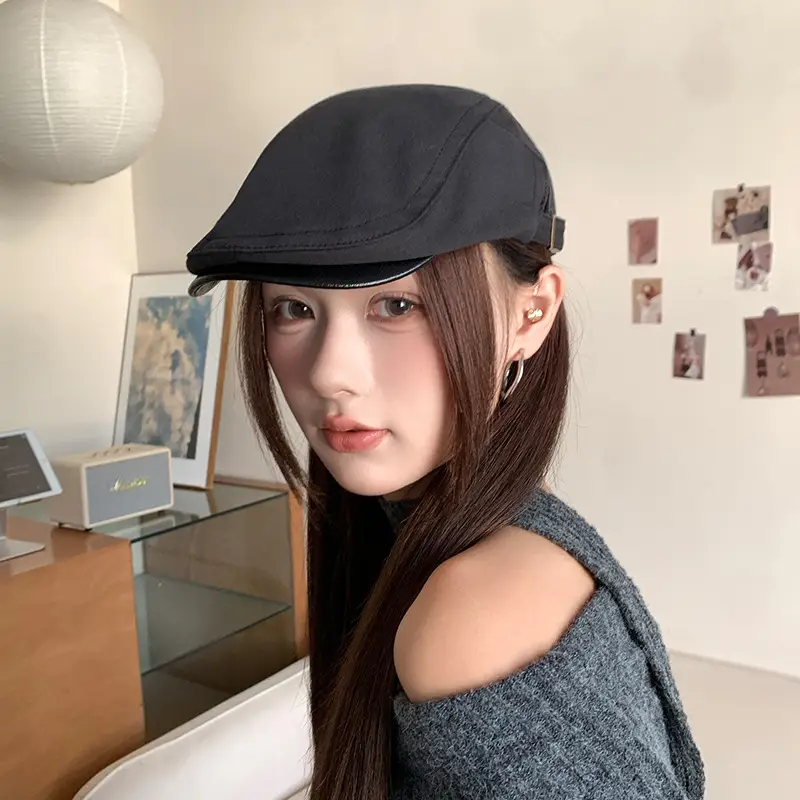 Women Leather Brim Cap Summer Painter's Hat — feature 17