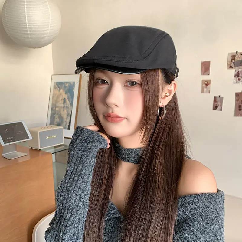 Women Leather Brim Cap Summer Painter's Hat — feature 18