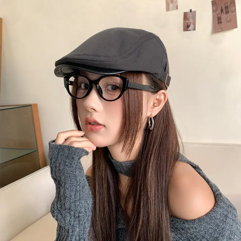Women Leather Brim Cap Summer Painter's Hat — feature 20