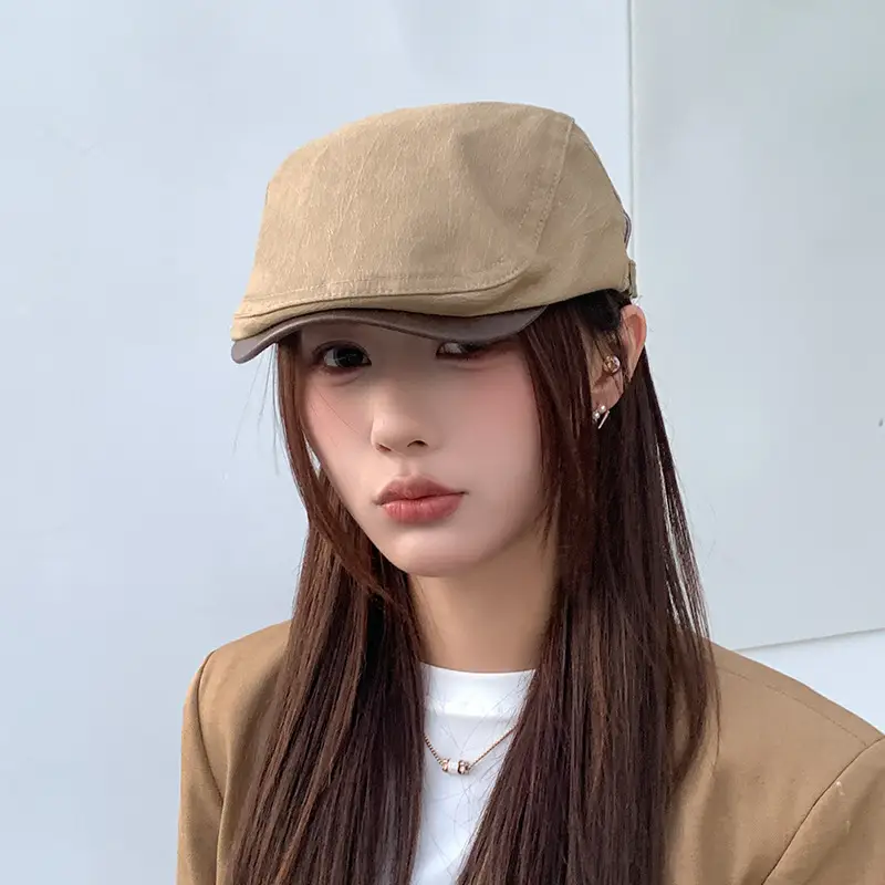 Women Leather Brim Cap Summer Painter's Hat — feature 21