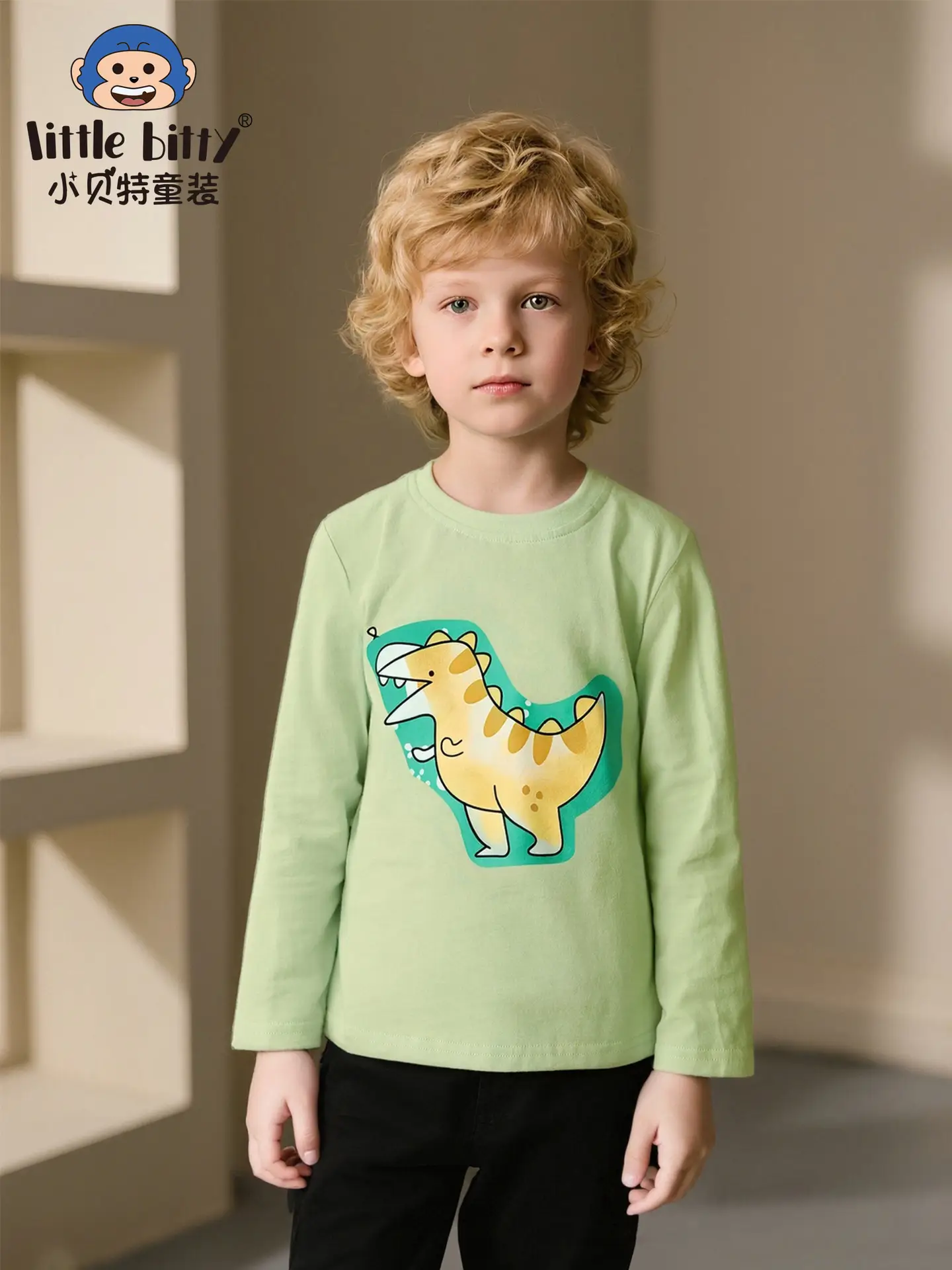 25Th Autumn Boys Dinosaur Print Long Sleeve T-Shirt - Image 2