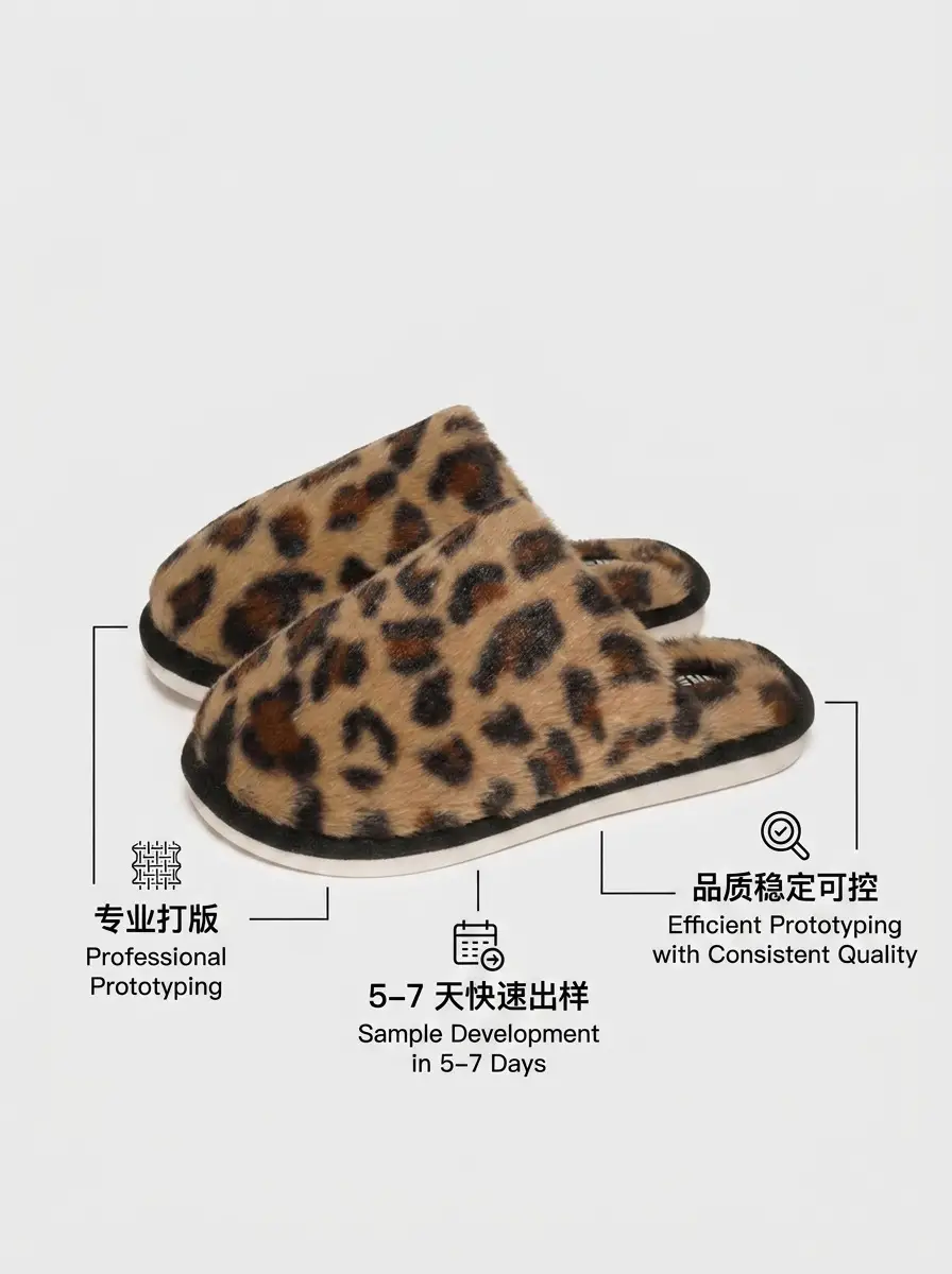 Leopard Print Furry Slippers for Home Indoor Use, Warm Fleece-Lined Cotton Slippers, Foreign Trade Wholesale Fleece-Lined Warm Furry Slippers — feature 7