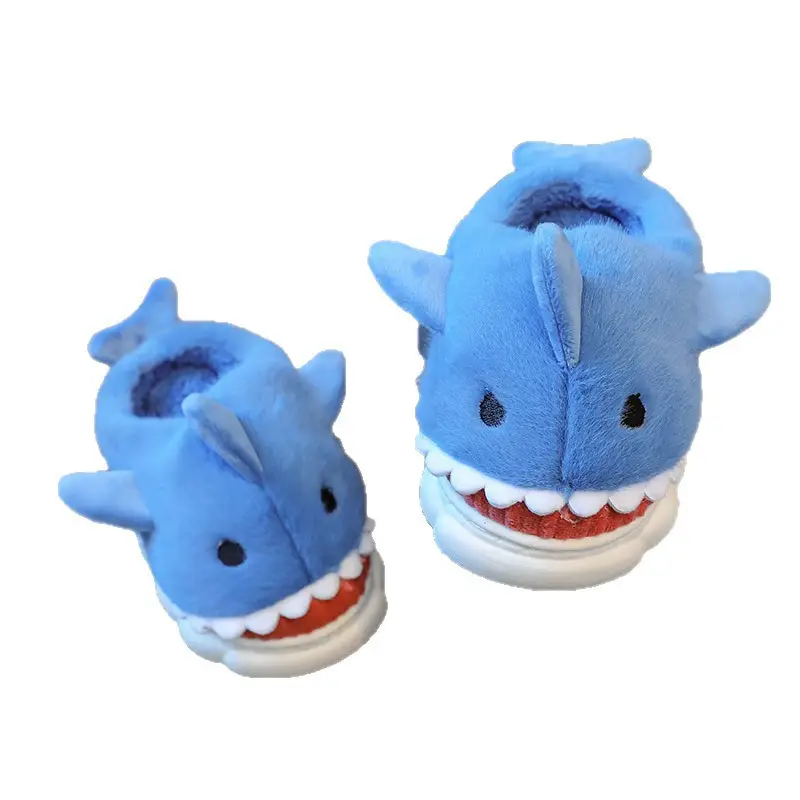 Winter Blue Shark Plush Baby Slippers 2025