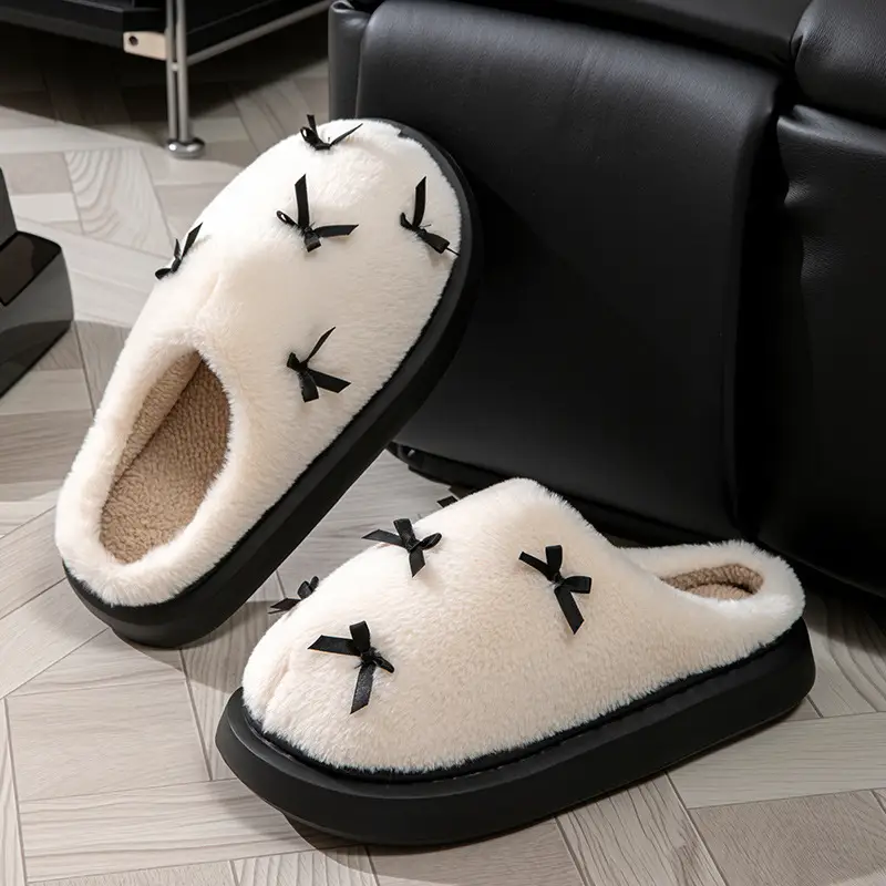 Thick-Soled Outer Wear Cotton Slippers for Men in Autumn and Winter, Warm Home Use, Non-Slip Soft-Soled Silent Plush Slippers for Women, Outer Wear - Image 7