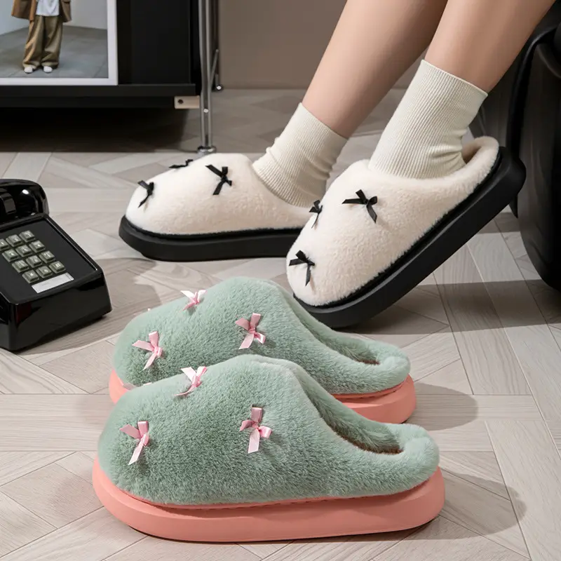 Thick-Soled Outer Wear Cotton Slippers for Men in Autumn and Winter, Warm Home Use, Non-Slip Soft-Soled Silent Plush Slippers for Women, Outer Wear - Image 8