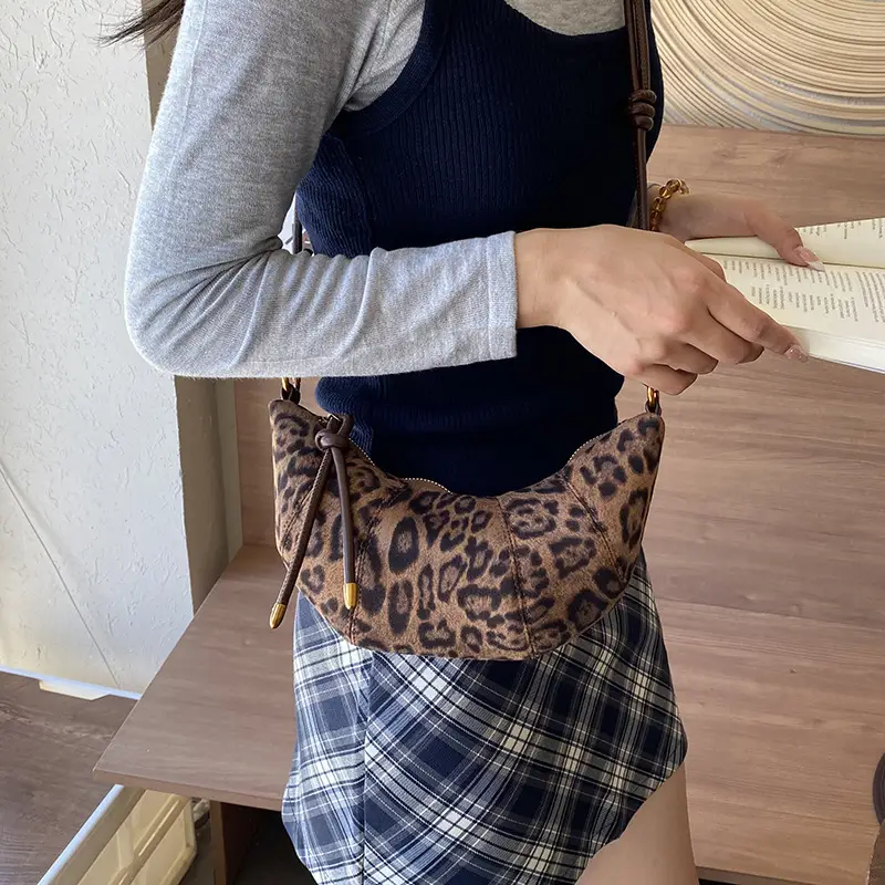 Leopard Print Croissant Bag Women's Shoulder Crossbody