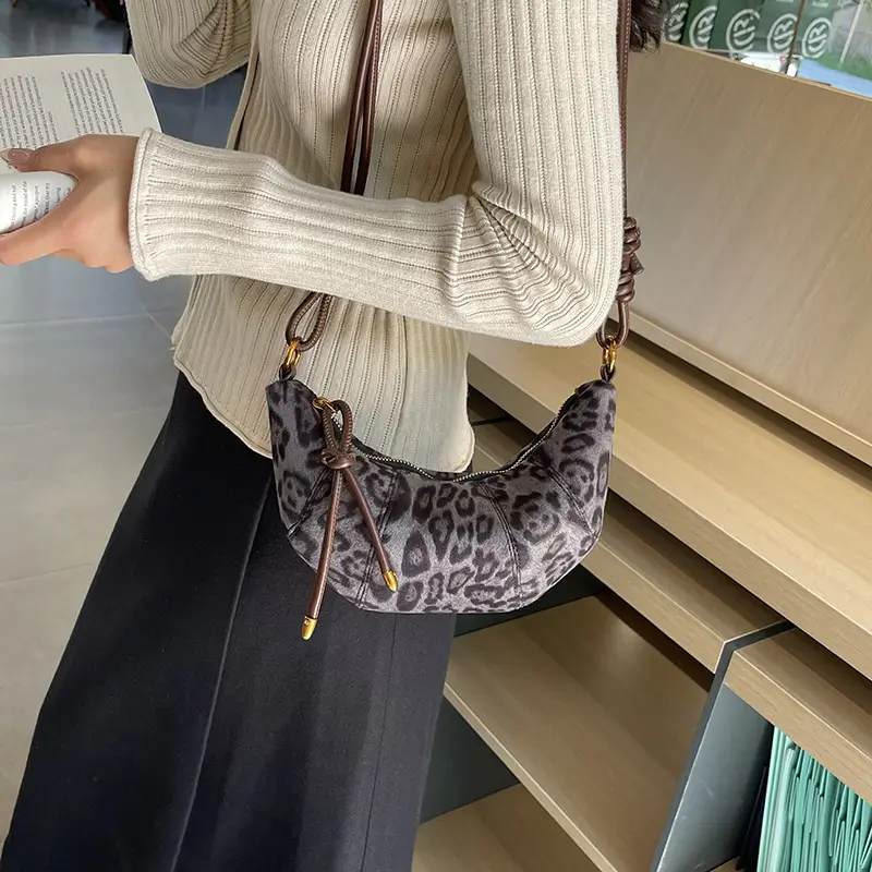 Leopard Print Croissant Bag Women's Shoulder Crossbody